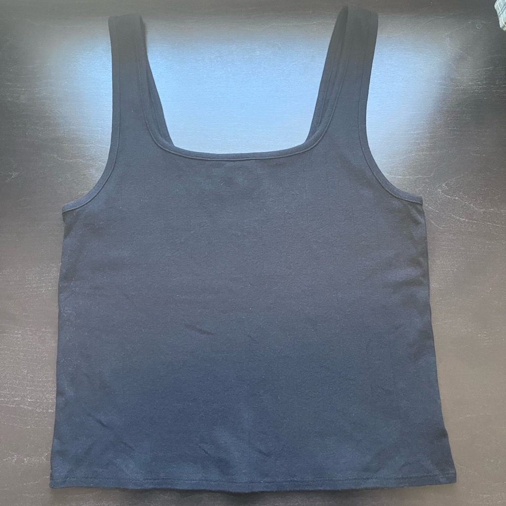 American Eagle Black Women's Tank Top with Pointelle detail